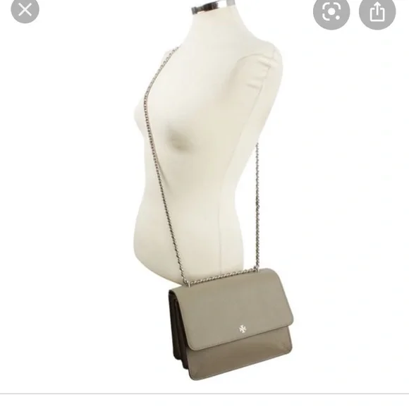 Tory Burch Silver Gray Crossbody Bag with Chain Strap - Picture 5 of 7